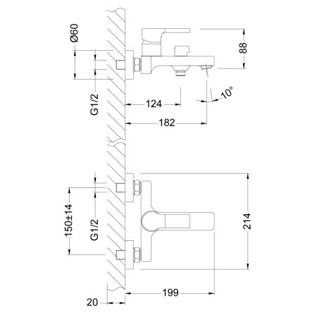 Смеситель Lemark Aura LM0614C для ванны