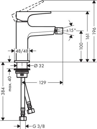 Смеситель Hansgrohe Metropol для биде с донным клапаном 32520000