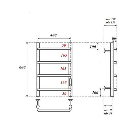 Полотенцесушитель электрический Point Ника PN08846B 60x43 (черный)