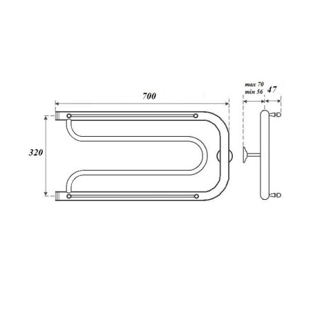 Полотенцесушитель водяной Point Фокстрот PN21337P 35x70 с полкой (хром)