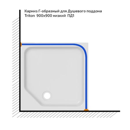 Карниз для душевого поддона Triton 90x90 Г-образный
