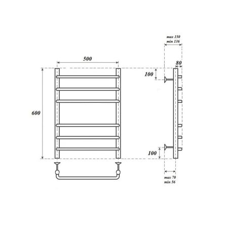 Полотенцесушитель водяной Point Нептун PN09156 60x53 (хром)