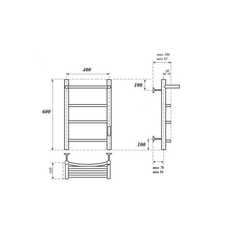 Полотенцесушитель электрический Point Афина PN04846PB 60x43 с полкой (черный)