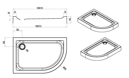 Душевой поддон Am.Pm Orange Twin Slide (R) W54T-302R120W64 120х80