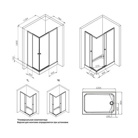 Душевой уголок Am.Pm X-Joy 120x80 W94G-403-12080-BT