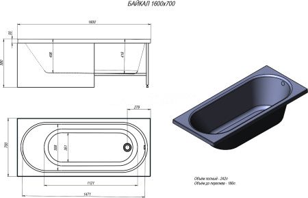Акриловая ванна Alex Baitler Baikal 160x70