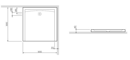 Душевой поддон Am.Pm Slim Square 90х90 W51T-GSSO-090W