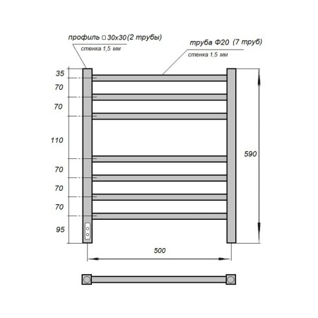 Полотенцесушитель электрический Point Веста PN70756W 59x53 (белый)