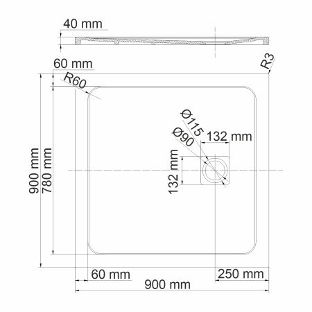 Душевой поддон WasserKRAFT Rhin 44T03 90х90