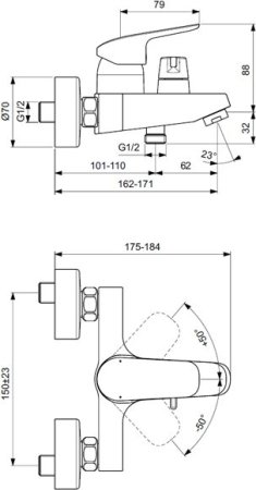 Смеситель Ideal Standard Ceraflex для ванны B1740AA