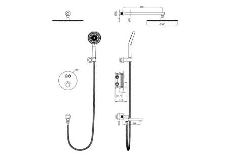 Душевая система Wonzon & Woghand Stick графит WW-88929010-BGM