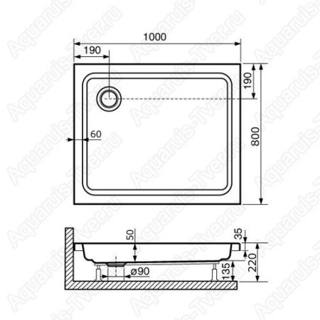 Душевой поддон RGW Style PR 100x80