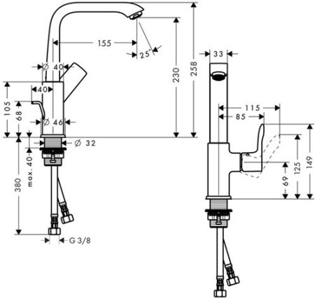 Смеситель Hansgrohe Metris для раковины 31087000