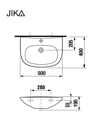 Раковина Jika Zeta 50см 1039.0.000.104.1
