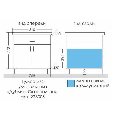 Тумба с раковиной СанТа Дублин 80 белый глянец