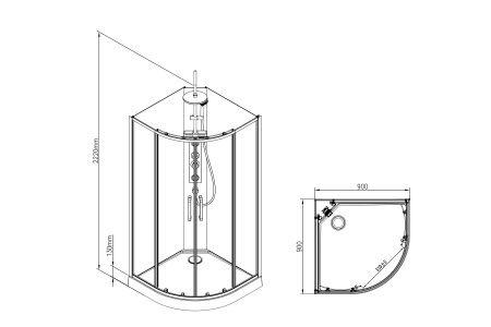 Душевая кабина Royal Bath Bern 90х90 RB90HK-WT-BL