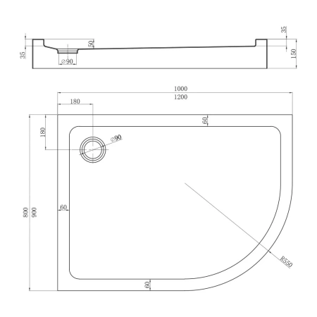 Душевой поддон Veconi Tezeo Acrylic TZ-55LB 100x80