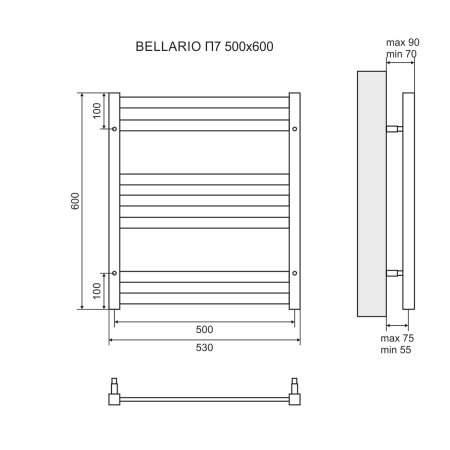 Полотенцесушитель водяной Lemark Bellario LM68607BL П7 50x60 черный