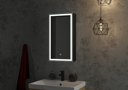 Шкаф-зеркало Continent Mirror Box black Led 35см левый