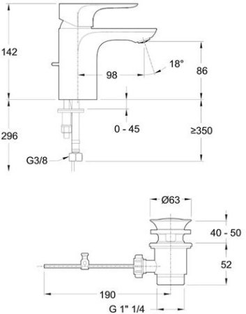 Смеситель для раковины Jacob Delafon Aleo E72275-4-CP