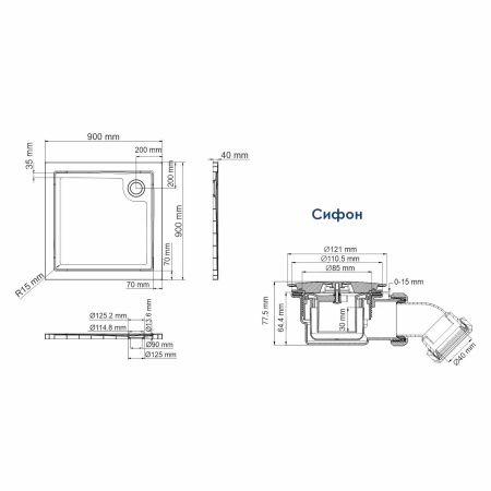 Душевой поддон WasserKRAFT Salm 27T03 90x90