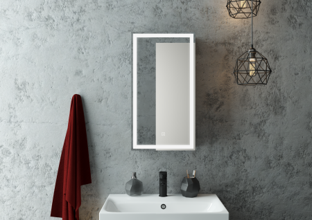 Шкаф-зеркало Continent Mirror Box black Led 35см правый