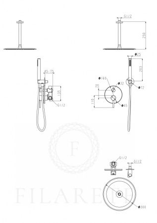 Душевая система Filarete Roun FL1024NK