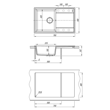 Кухонная мойка Lemark Imandra 760 76x50 антрацит 9910025
