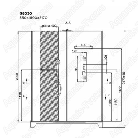 Душевая кабина Black & White G8030 160х85 8030000