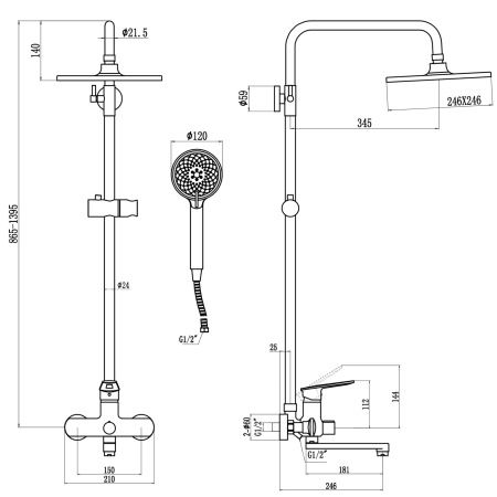 Душевая система Savol S-600608AW