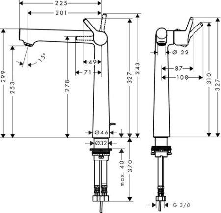 Смеситель Hansgrohe Тalis S для раковины 250мм