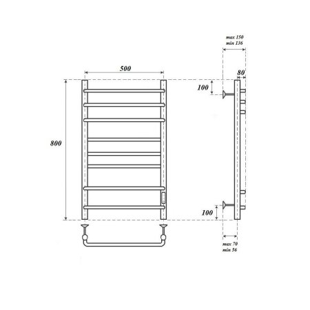 Полотенцесушитель электрический Point Сатурн PN90858W 80x53 (белый)