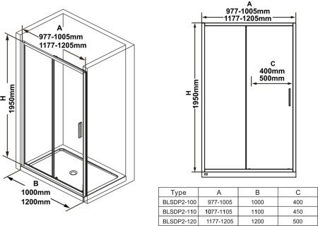 Душевая дверь в проем Ravak Blix Slim X0PMD0C00Z1 110х195