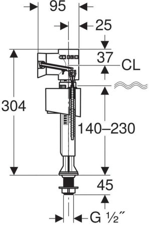Впускной клапан Geberit ImpulsBasic340 1/2 (подвод воды снизу)