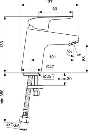 Смеситель Ideal Standard Ceraflex для раковины (без донного клапана) B1710AA