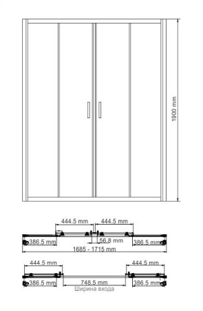 Душевая дверь в проем WasserKRAFT Lippe 45S09 170x190