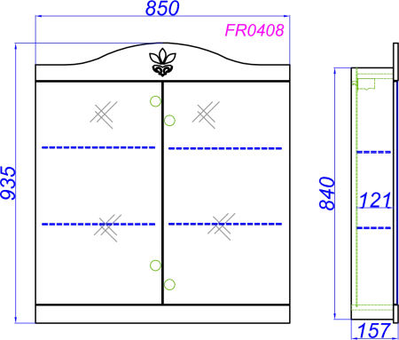 Шкаф-зеркало Aqwella Франческа 85см FR0408