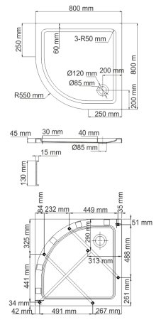 Душевой поддон WasserKRAFT Isen 26S 80x80