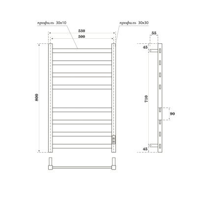 Полотенцесушитель электрический Point Меркурий PN83858GR 80x53 (графит)