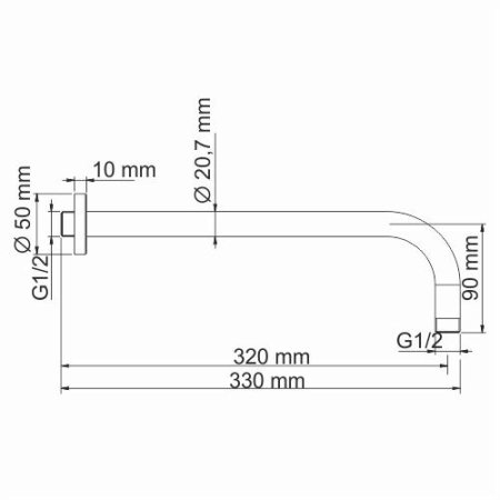 Держатель для верхнего душа WasserKRAFT A097 330мм (матовый хром)