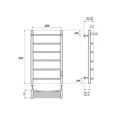 Полотенцесушитель электрический Point Афина PN04848PB 80x43 с полкой (черный)