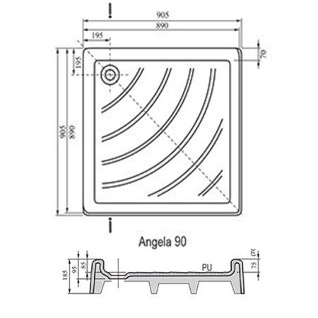 Душевой поддон Ravak Angela 90 PU A007701120