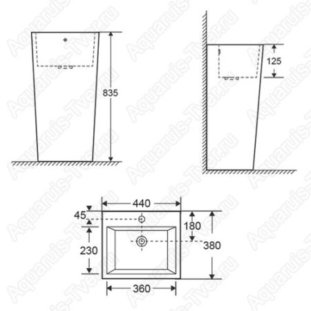 Раковина Cerutti Vito CT7663 44см (напольная)