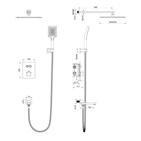 Душевая система Wonzon & Woghand WW-88929003-BN