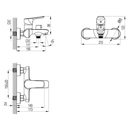 Смеситель Lemark Selena LM0812C для ванны