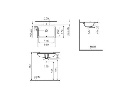 Раковина Vitra S20 55см 7475B003-0618