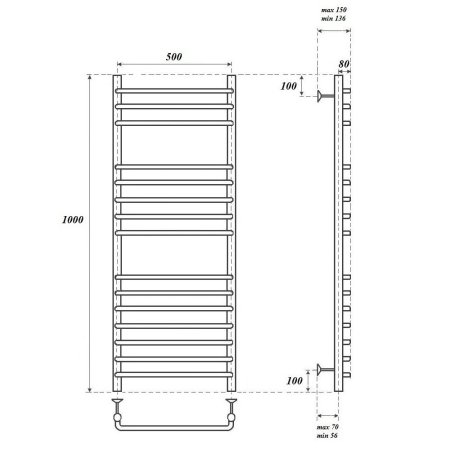 Полотенцесушитель водяной Point Нептун Премиум PN09150S 100x53 (хром)