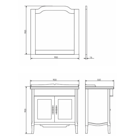 Зеркало Comforty Версаль 90см слоновая кость 00003130382CF