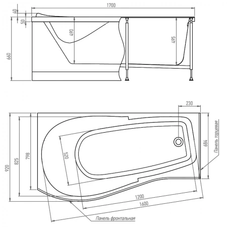 Акриловая ванна Alex Baitler Orta 170x92 (R)