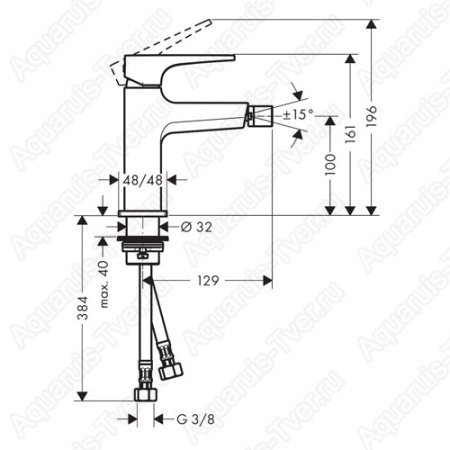 Смеситель Hansgrohe Metropol для биде с донным клапаном 32520140